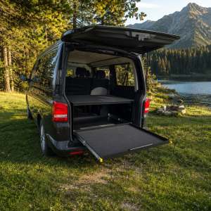 Estante para maletero de 110 cm, estante con cajón, cajón extraíble, instalación en maletero, sistema para dormir, estructura para dormir - VW T5 T6 T6.1 T7 Caravelle, Multivan, Transporter