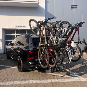 Portabicicletas para 4, 5 o 6 bicicletas, 80 kg, 100 kg, 125 kg, 150 kg. Portabicicletas para bicicletas grandes MTB, Mountain, Eléctricas, BMW X5, BMW X6, BMW X7.