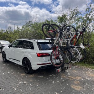 Portabicicletas para 4, 5 o 6 bicicletas, 80 kg, 100 kg, 125 kg, 150 kg. Portabicicletas para bicicletas grandes MTB, de montaña y eléctricas AUDI Q5, AUDI Q7 y AUDI Q8.