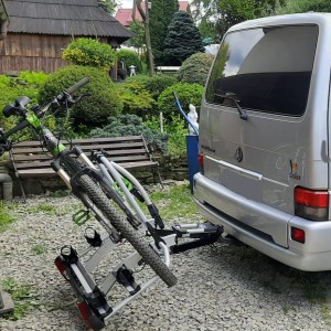 Portabicicletas en barra de remolque - 3, 4 bicicletas, apertura total de trampilla, Volkswagen T4 Multivan, California, Caravelle
