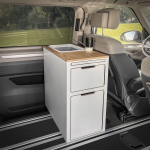Armario de cocina, armario de camping detrás del asiento del conductor - Volkswagen New Multivan T7, New California Beach T7
