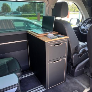 Armario de camping, armario de cocina, armario para ordenador detrás del asiento del conductor, cocina de camping para furgoneta - Volkswagen Multivan, California Beach T5, T6, T6.1
